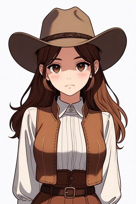 Anime girl in cowboy hat