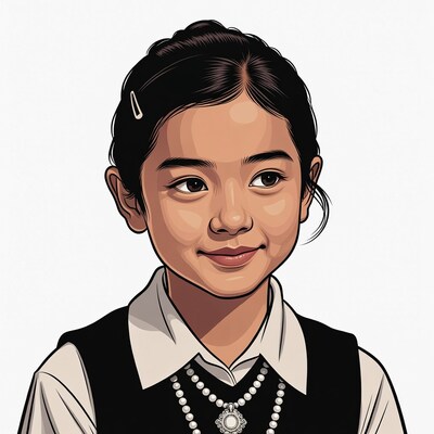 Asian girl in school uniform illustration