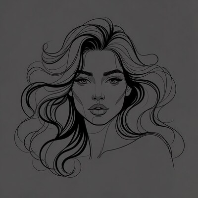 Beautiful woman line art portrait