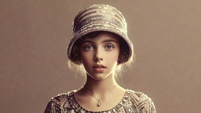 Girl in beaded cloche hat