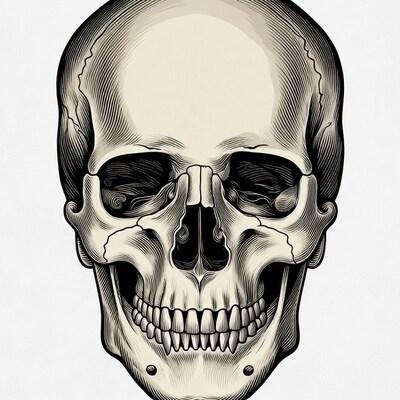 Grinning Human Skull Illustration
