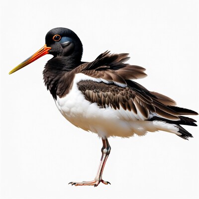 Black-winged Stilt standing on white background