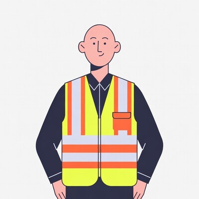Bald man in yellow safety vest
