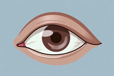 Brown eye illustration on blue background