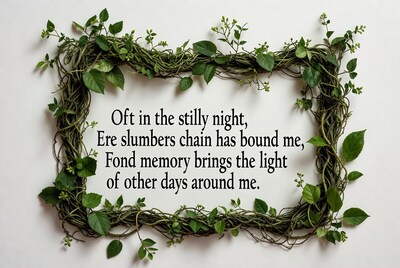 Poem in Green Vine Frame