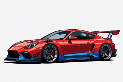Red Porsche sports car illustration