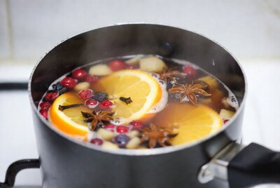 Mulled Wine Simmering in Pot