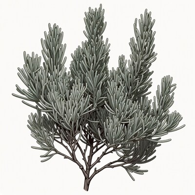 Illustrated Gray Needle Bush
