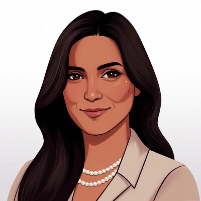 Smiling woman with pearl necklace illustration