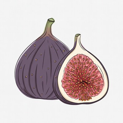 Whole and sliced figs illustration