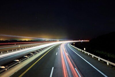 Curved Highway Light Trails Night