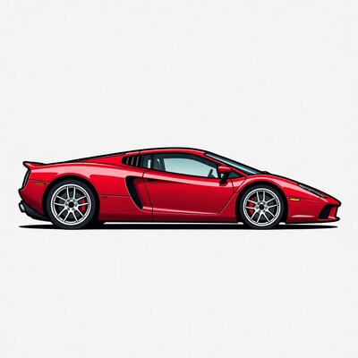 Red Lamborghini side view illustration