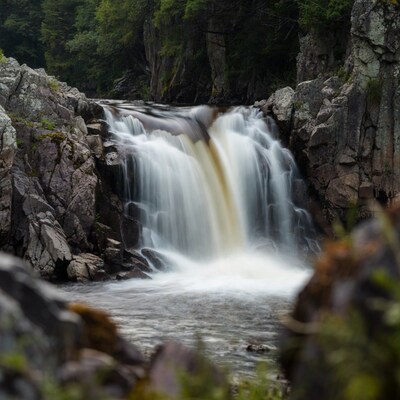Waterfall cascading over rocks