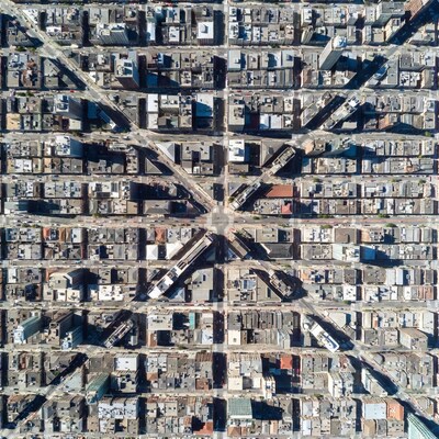 Aerial View of Urban City Grid