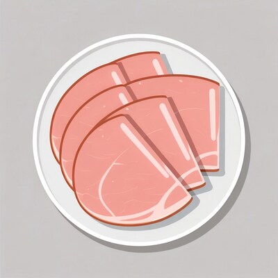 Sliced Ham on White Plate
