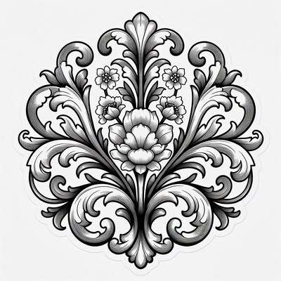 Ornate Floral Victorian Illustration