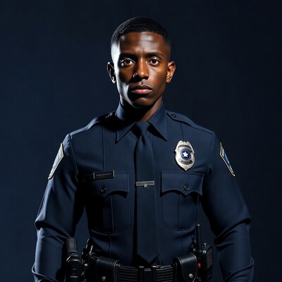 African-American police officer in uniform