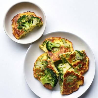Broccoli Cheddar Fritters in Bowls
