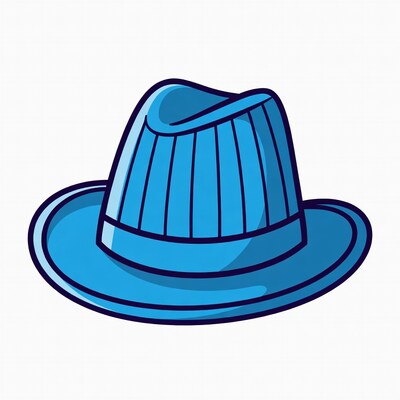 Blue fedora hat illustration