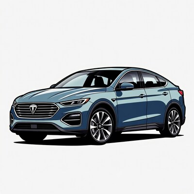 Blue Tesla Model Y Illustration