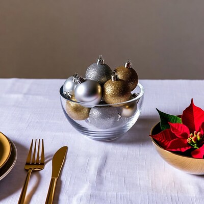 Gold Silver Christmas Ornaments Bowl