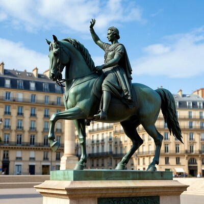 Joan of Arc bronze statue on horse