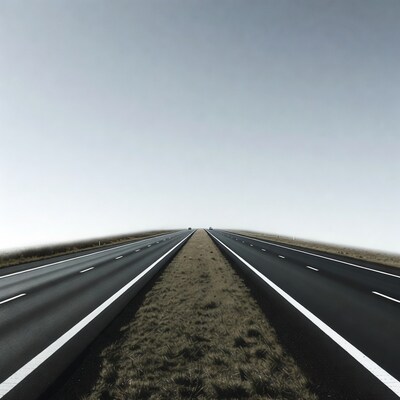 Empty highway stretching to horizon