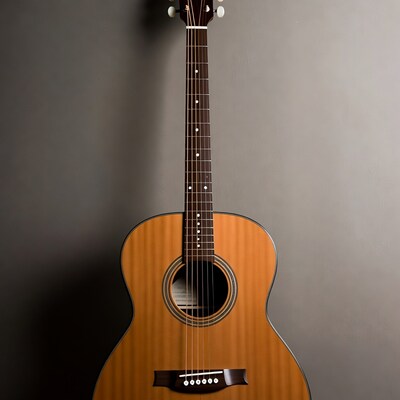 Acoustic Guitar on Gray Background
