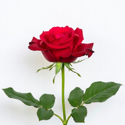Red Rose on White Background