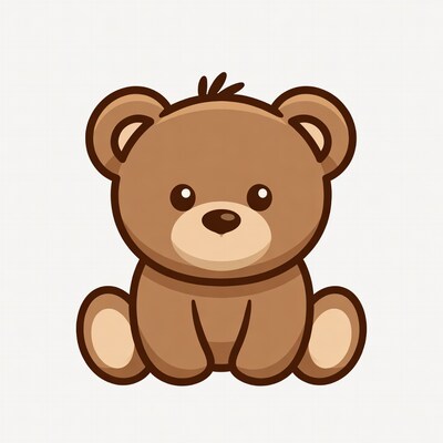 Cute cartoon teddy bear sitting