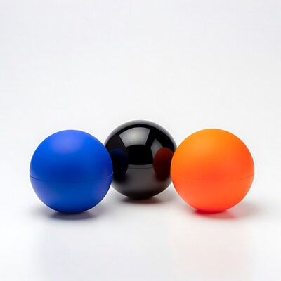 Blue Black Orange Balls on White