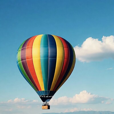 Colorful hot air balloon in sky
