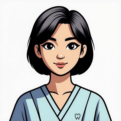 Asian woman dentist illustration