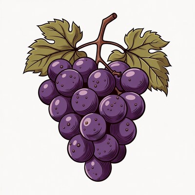 Purple grapes bunch illustration