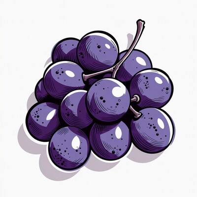Purple Grapes Bunch Illustration