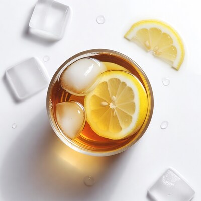 Iced Tea with Lemon and Ice Cubes