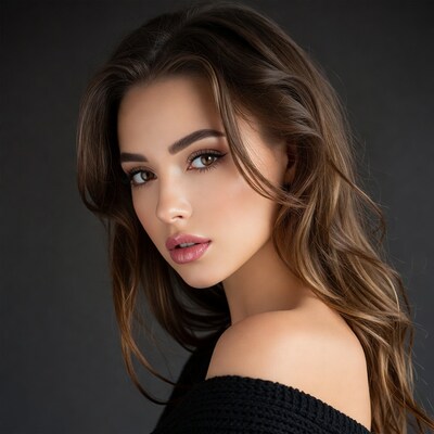 Beautiful woman with brown wavy hair