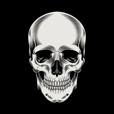 Skull illustration on black background