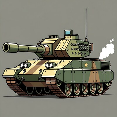 Cartoon Military Tank Firing