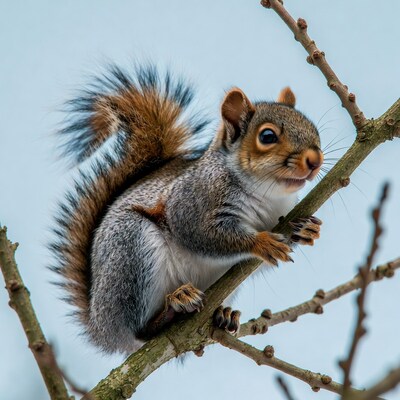 Cute squirrel on tree branch