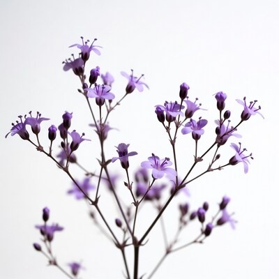 Purple Flowers on White Background