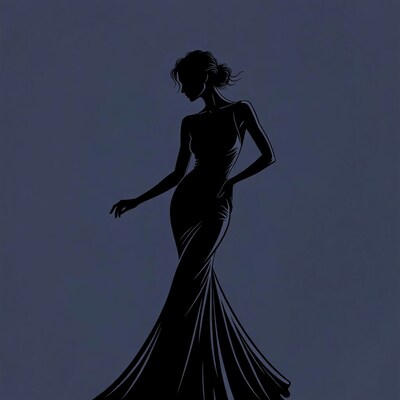 Silhouette of woman in evening gown