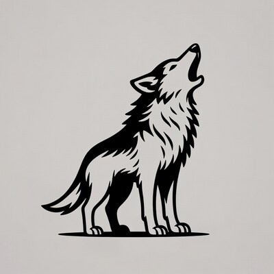 Howling Wolf Silhouette Illustration