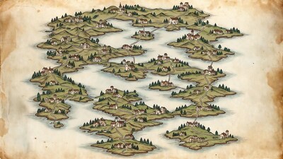 Illustrated Island Village Map