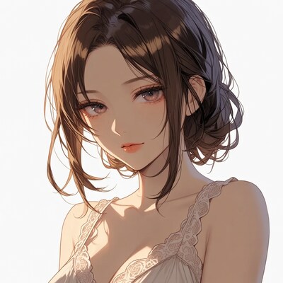 Anime girl in lace lingerie