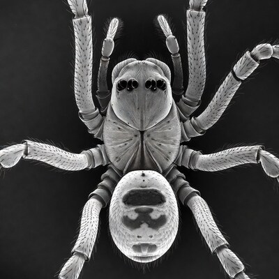 Jumping Spider Closeup Black and White