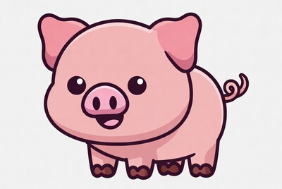 Cute pink pig illustration