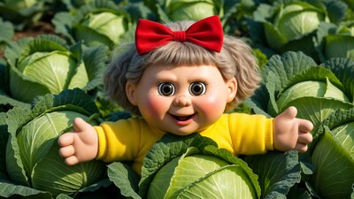 Cabbage Patch doll girl in cabbage patch