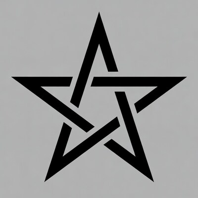 Black Interlaced Five-Pointed Star
