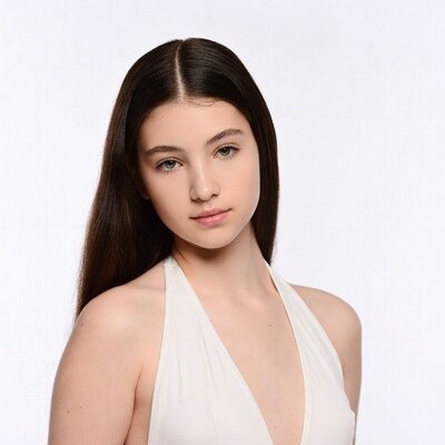 Teen girl in white halter top